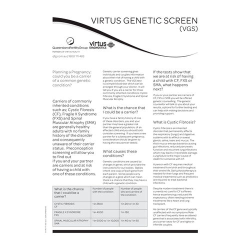 Virtus Genetic Screen fact sheet