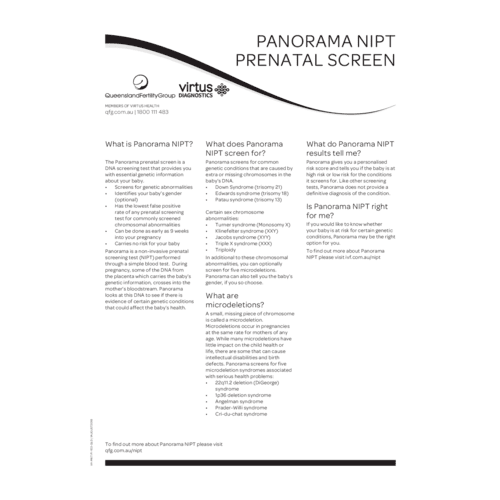 NIPT Prenatal Screen fact sheet
